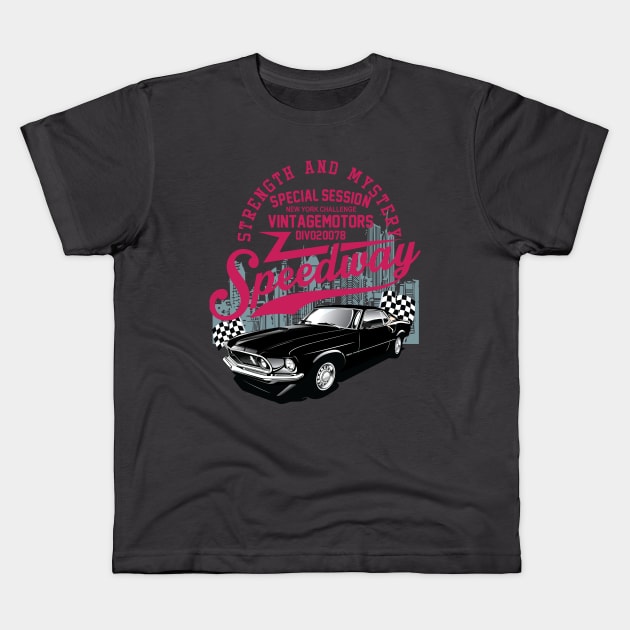 Speedway Classic Car Vintage Motors Kids T-Shirt by CGD